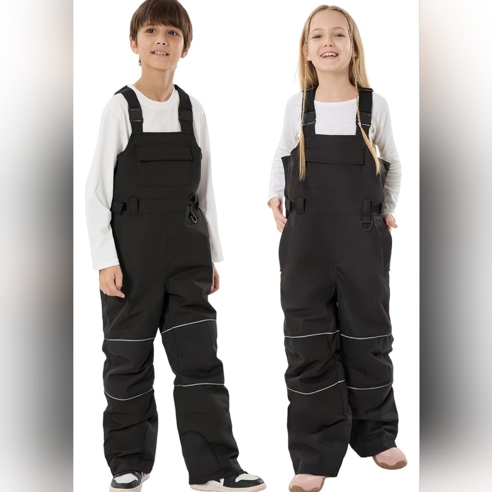 Kids' Black Insulated Snow Bib Overalls for Girls & Boys